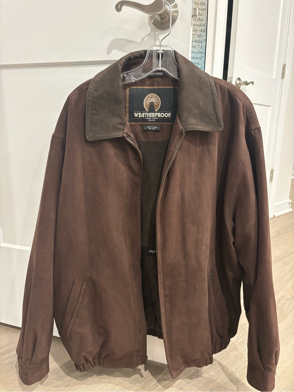 Weatherproof Brown Suede Jacket with Dark Collar